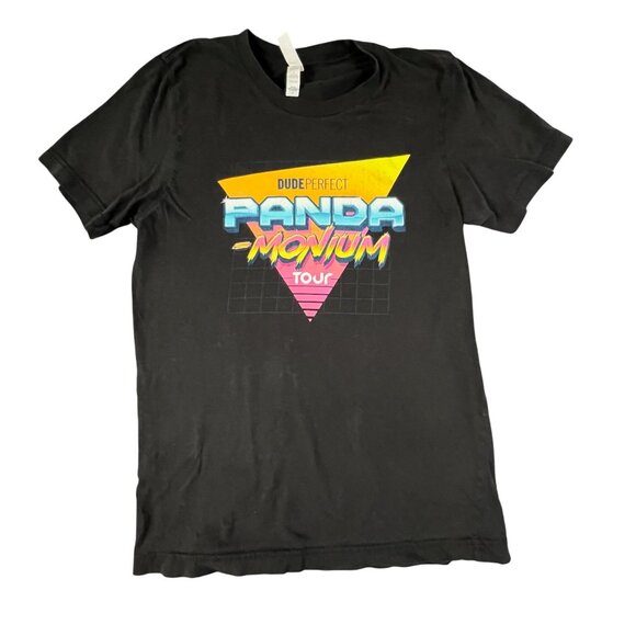 Dude Perfect PandaMonium Tour 2023 S Black Short Sleeve Bella Canvas Tee T-shirt - Picture 1 of 5